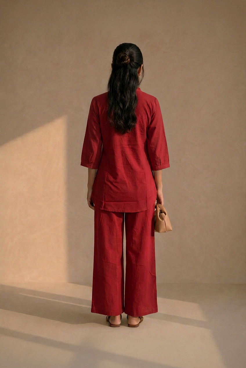 Ruby Bloom Beaded Cotton Co-Ord Set