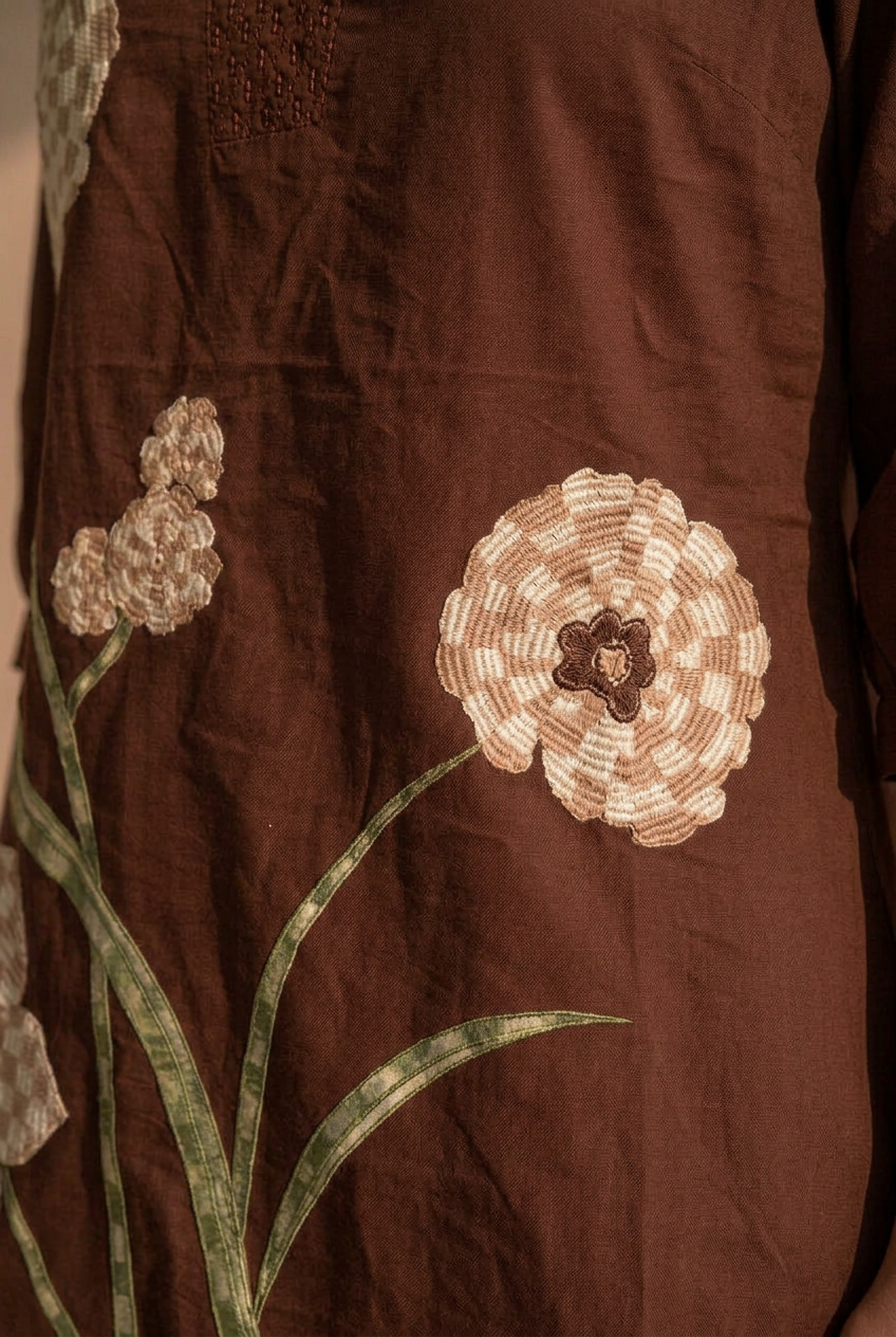 Chocolate Brown Bloom Cotton Co-Ord Set