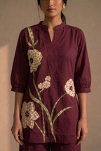 Burgundy Bloom Cotton Co-Ord Set