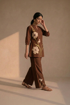 Chocolate Brown Bloom Cotton Co-Ord Set
