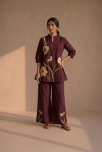 Burgundy Bloom Cotton Co-Ord Set