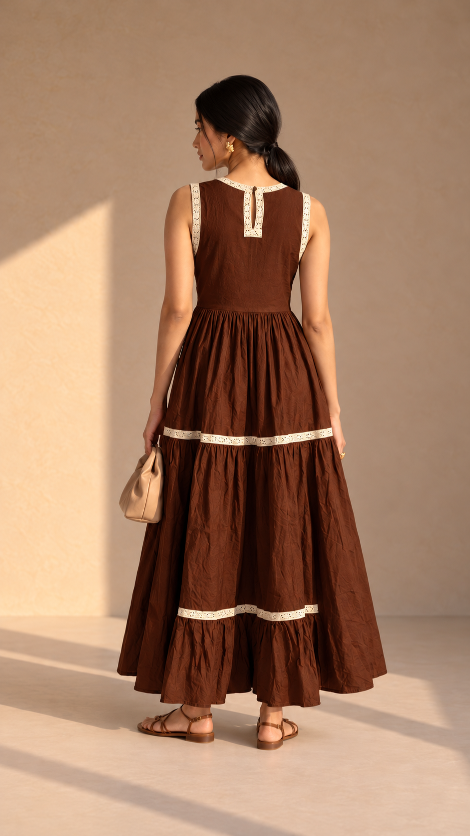 Chocolate Charm Tiered Maxi Dress