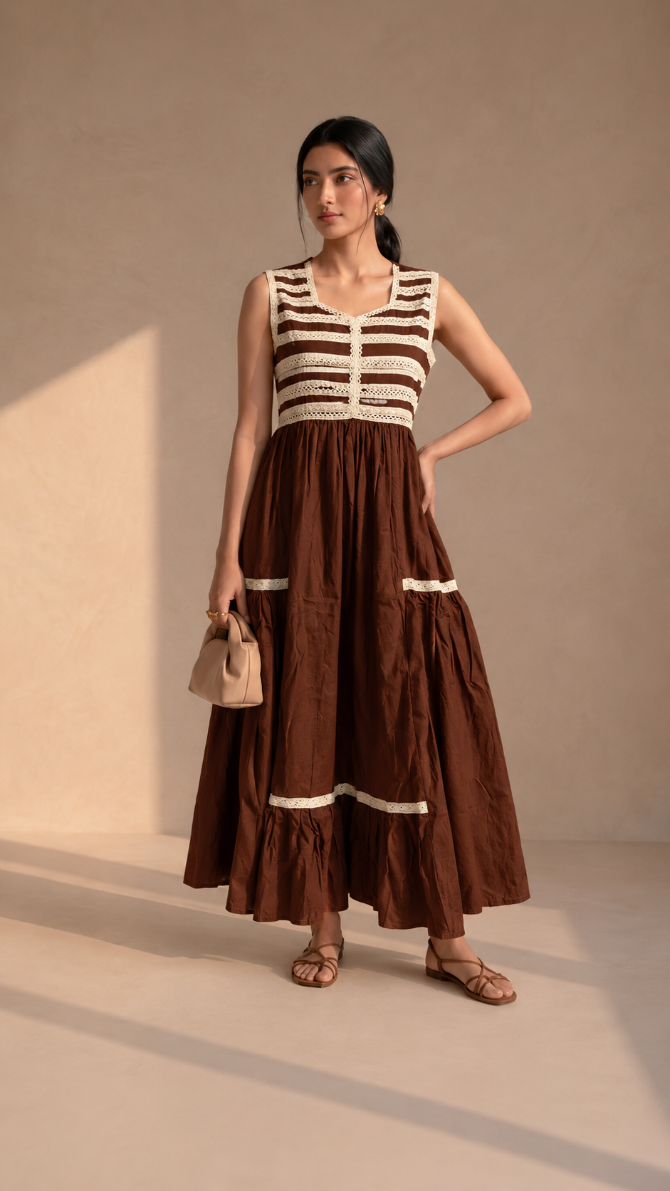 Chocolate Charm Tiered Maxi Dress
