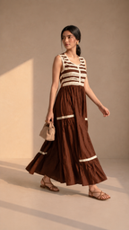 Chocolate Charm Tiered Maxi Dress