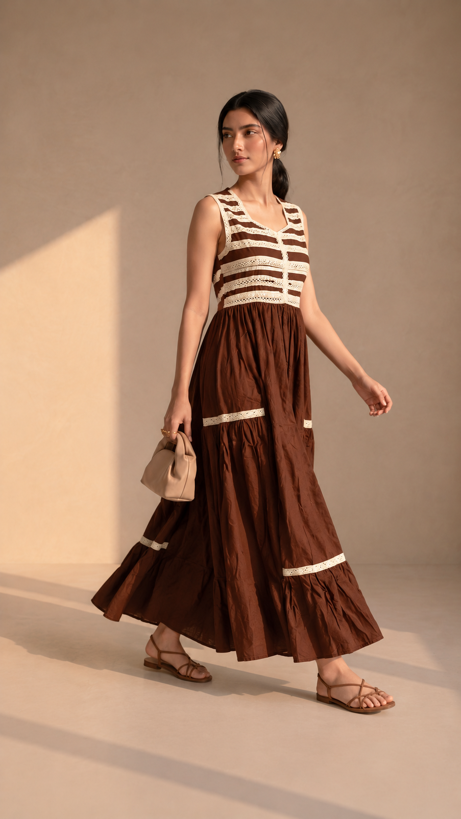Chocolate Charm Tiered Maxi Dress